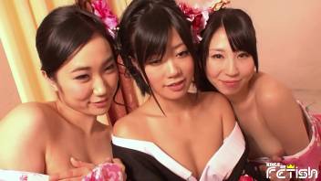 Three Japanese teens tease with their gorgeous bodies